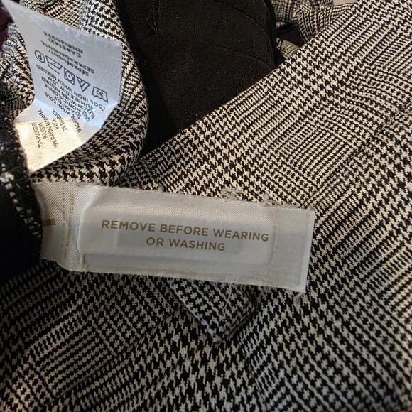 Loft Pull On Style Houndstooth Plaid Cropped Dress Pants Sz Large - Picture 9 of 11